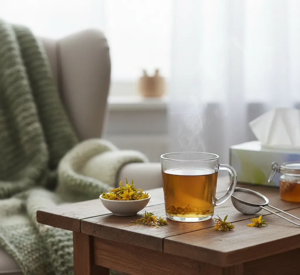 Napar z dziurawca na katar wirusowy: właściwości, działanie, bezpieczeństwo