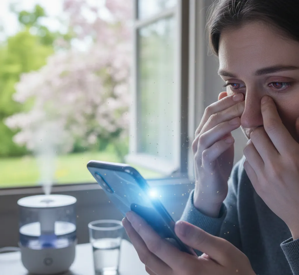 Telefon a łzawienie przy alergiach: jak ekran wpływa na oczy alergika?