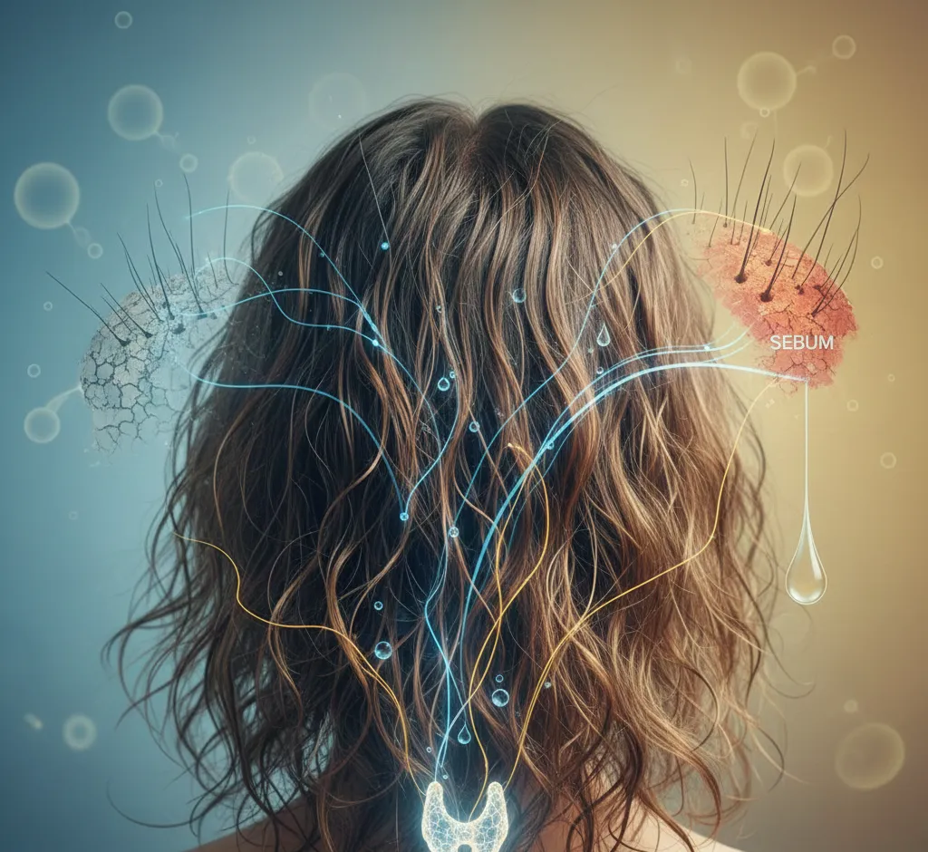 Wpływ hormonów tarczycy na sebum skóry głowy: jak tarczyca steruje przetłuszczaniem włosów